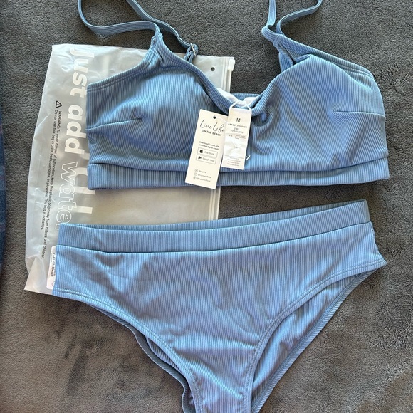 Blue Ribbed Bikini Set - Picture 4 of 4